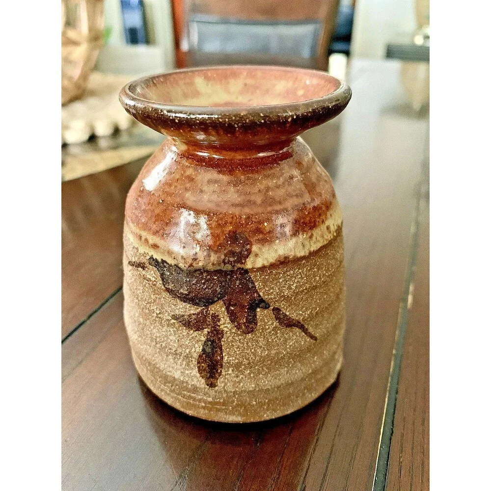 JIM RENO STUDIO ART POTTERY VASE SIGNED BRUTALIST WABI SABI STONEWARE EARTHCORE